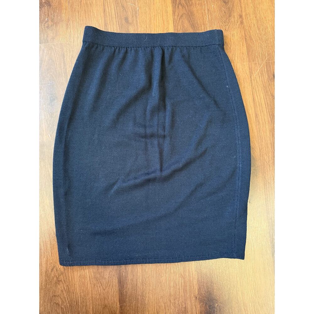 St. John Knit Pull On Skirt Black Sz 8 High Rise Contour Business Career Formal - Picture 2 of 6